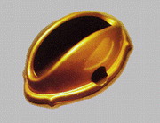 Vacuformed copy of the Schwarz Bros. soap dish, shown here painted gold outside, and flat black inside